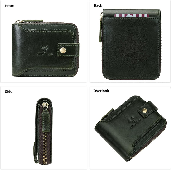 MING CLAN Billetera plegable de cuero con bloqueo RFID para hombres...