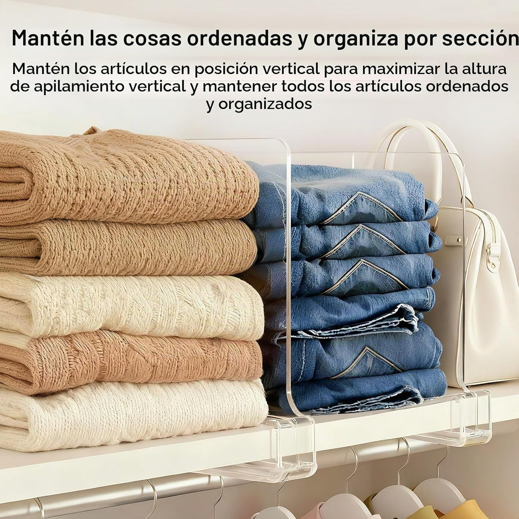 Organizador de Bolsos para Separadores de Estante de Armario: Acrílico Transparente 12-Paq