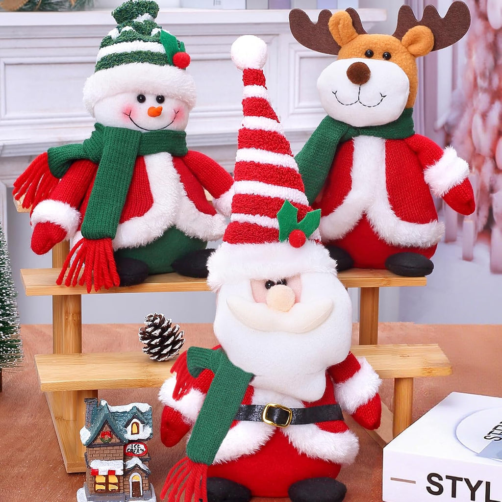 Tanganan Juguetes de peluche de Navidad, paquete de 3 juguetes de peluche de Navidad, Papá Noel, muñeco de nieve, alce, juguetes de peluche para niños y niñas, decoración de Navidad para el hogar y la oficina