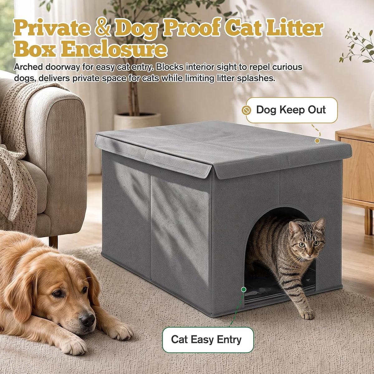 Caja de arena para gatos, caja de arena oculta impermeable y a prueba de