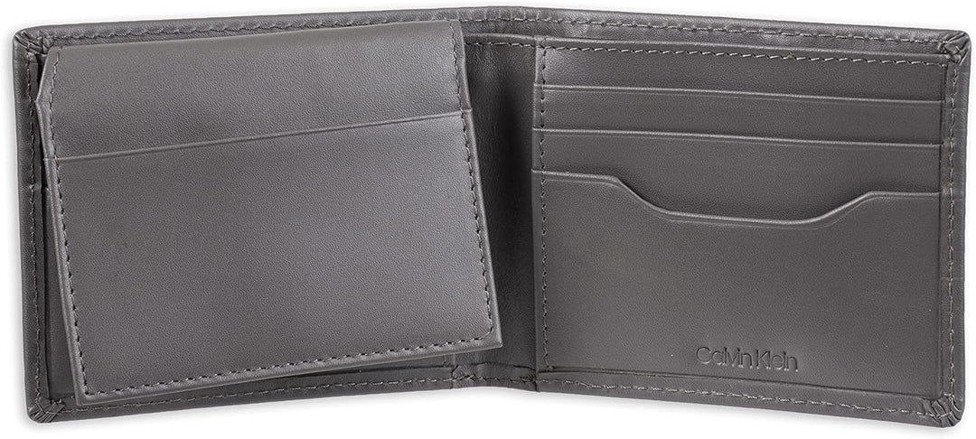 Calvin Klein Billetera plegable minimalista de piel RFID para hombr...
