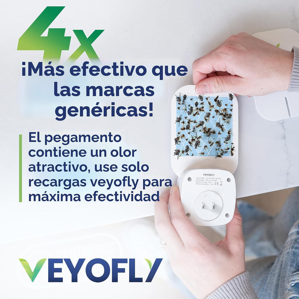 VEYOFLY Trampas para Moscas de la Fruta de Interior Enchufables con UV, Trampa para Mosquitos de Fruta, 2 Dispositivos + 4 Recargas