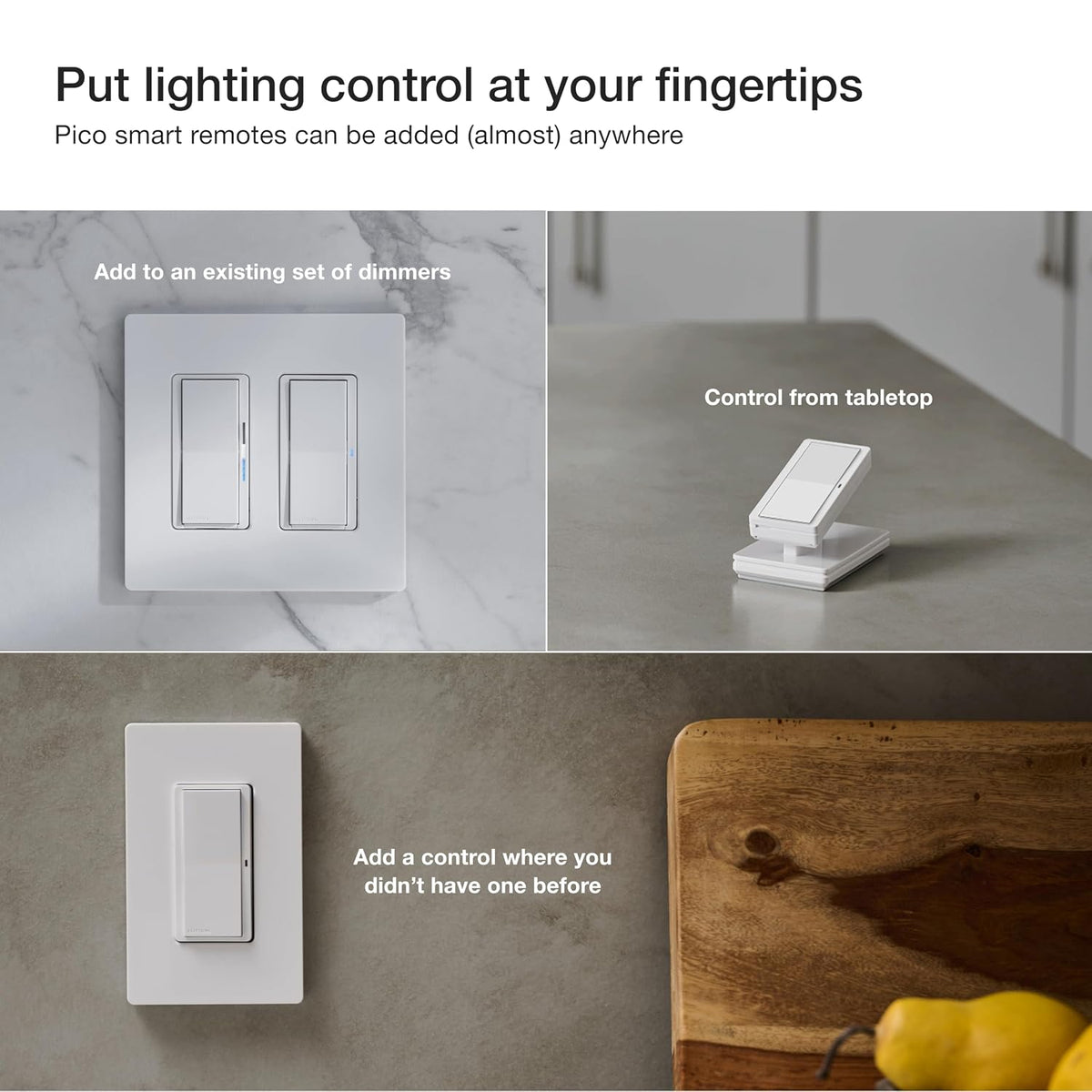 Lutron Caseta - Kit de atenuación inteligente de 3 vías; Diva Dimmer y Paddle Wireless Remote