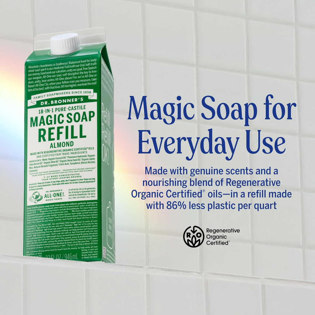 Dr. Bronner's Magic Soap - Recambio de jabón líquido puro de Ca...