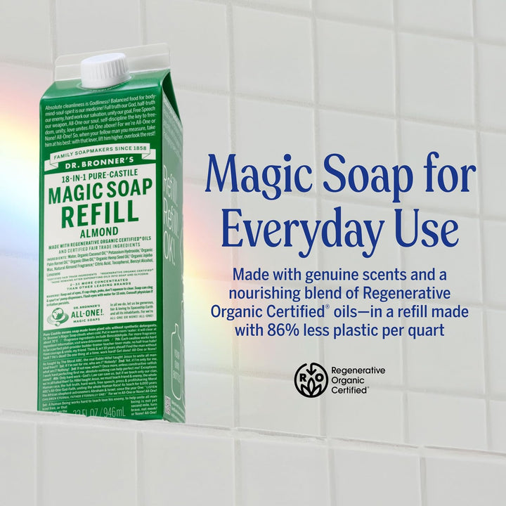 Dr. Bronner's Magic Soap - Recambio de jabón líquido puro de Ca...