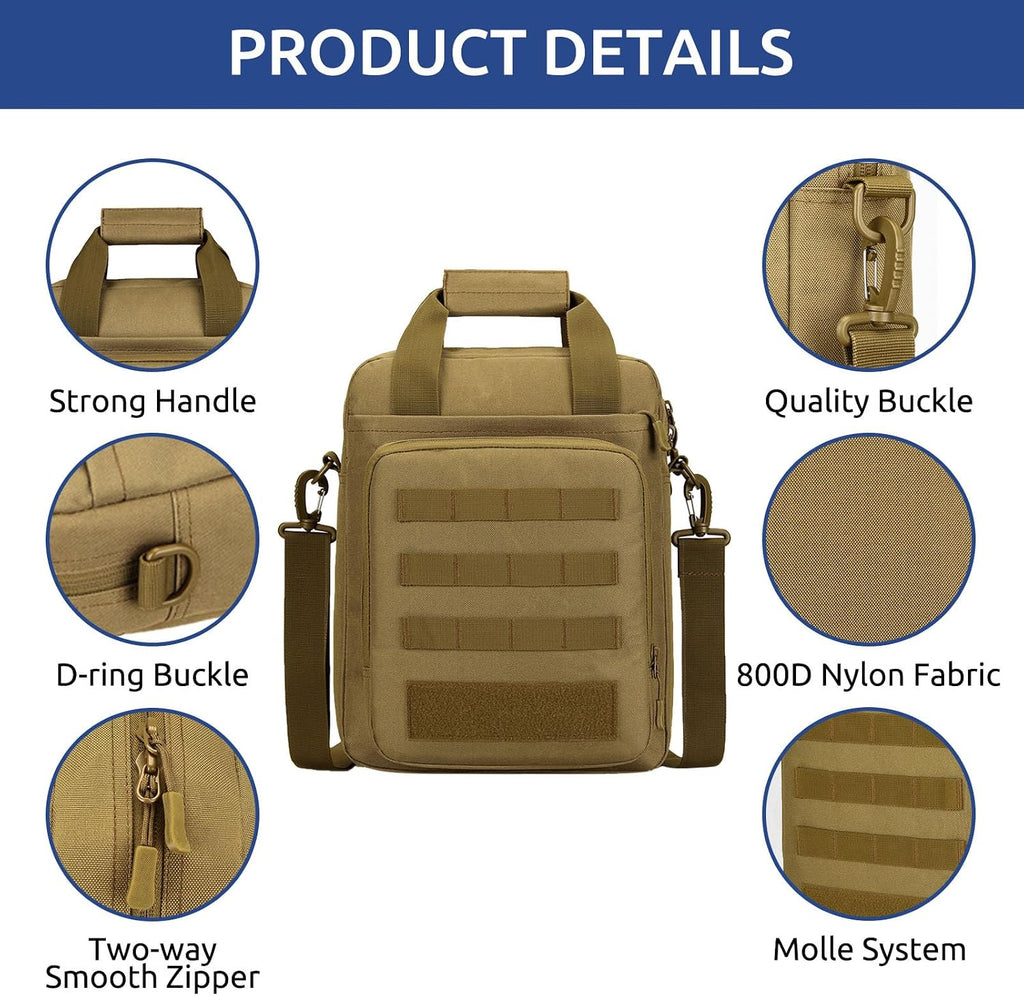 Bolsa de Mensajero Táctica ZHIERNA, Maletín Táctico para Laptop de Alta Resistencia con MOLLE, Bolso de Hombro para Hombre (Incluye Parche)
