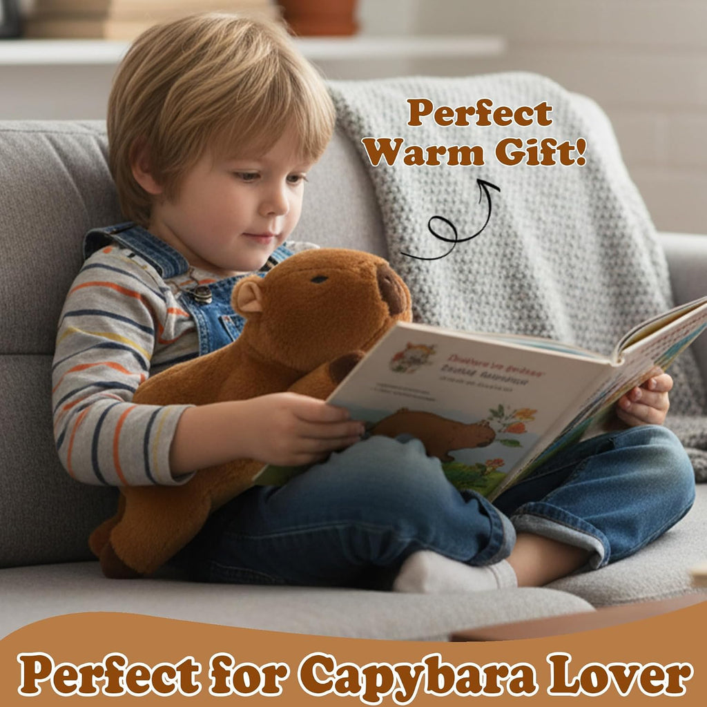 Peluches Capybara con calefacción ponderada, 2.2 libras, animales de peluche calentados con peso de 17 pulgadas para microondas, abrazos de felpa Capybara, almohadillas calentables y refrigerables sin perfume para niños y niñas adultos