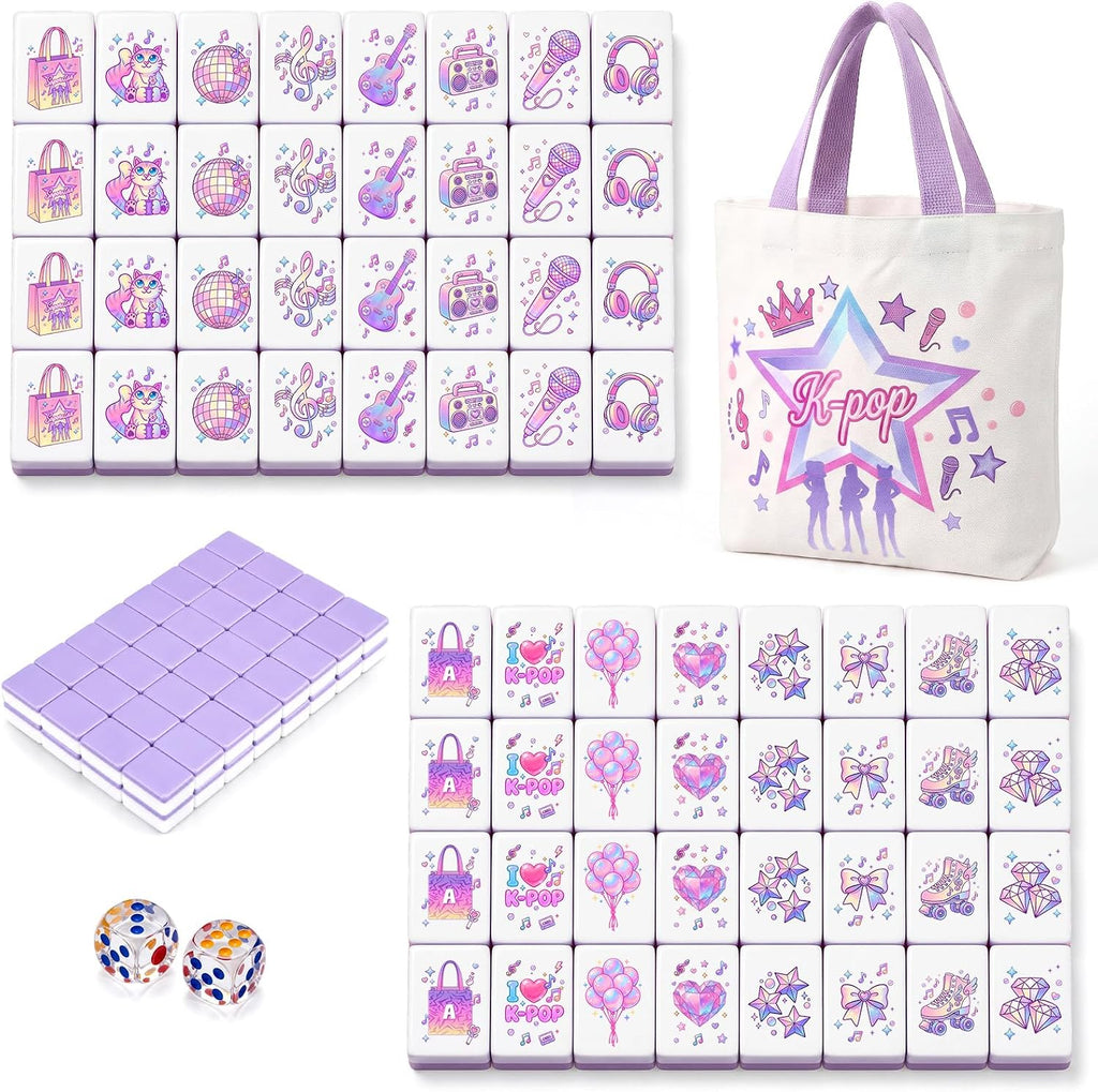 Juego de bloques Kpop Mahjong para 2 jugadores con bolsa de