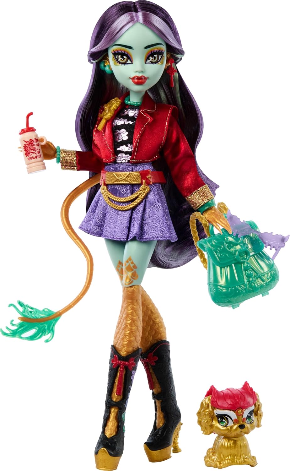 Monster High Jinafire muñeca larga Dragón con perro