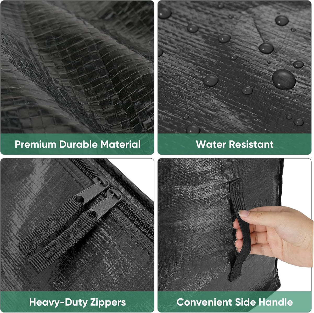 BALEINE Paquete de 6 bolsas de mudanza de gran tamaño con asas reforzadas, bolsa de almacenamiento resistente para ropa, suministros de mudanza (negro, paquete de 6)