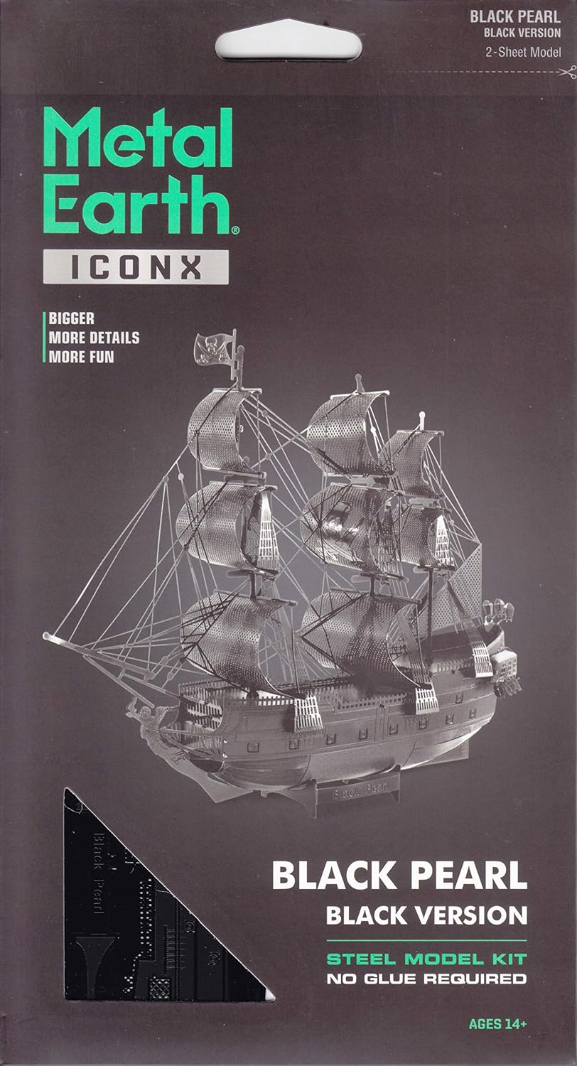 Rompecabezas de metal tierra 3D negro perla barco piratas del Caribe rompecabezas de metal modelo kits para adultos nivel moderado 5.75 x 1.75 x 4.50 in