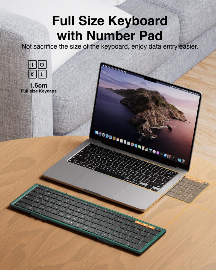 ProtoArc XK01 - Teclado Bluetooth plegable, teclado inalámbrico por...