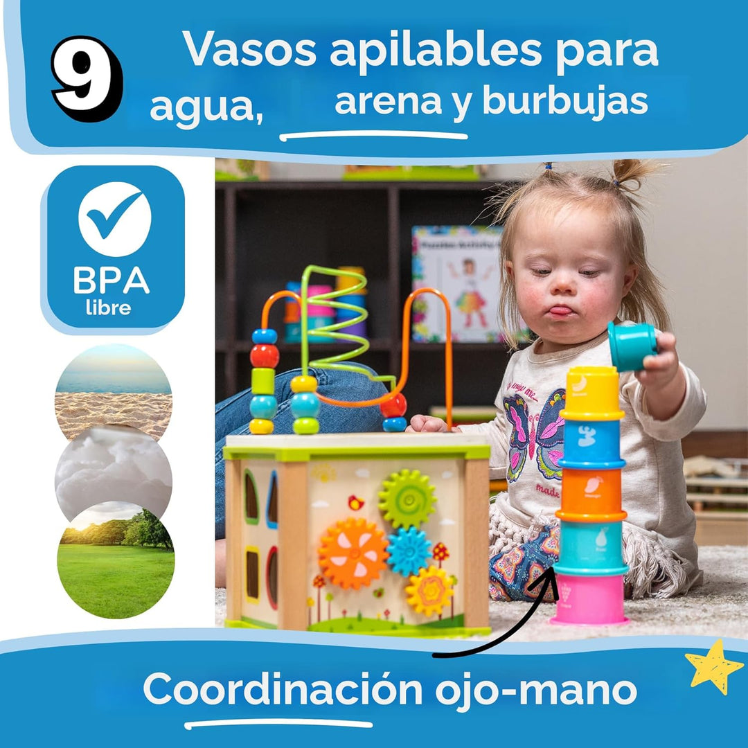 Toyventive Cubo de Actividad de Madera para Niños Bebé - Set de Reg...