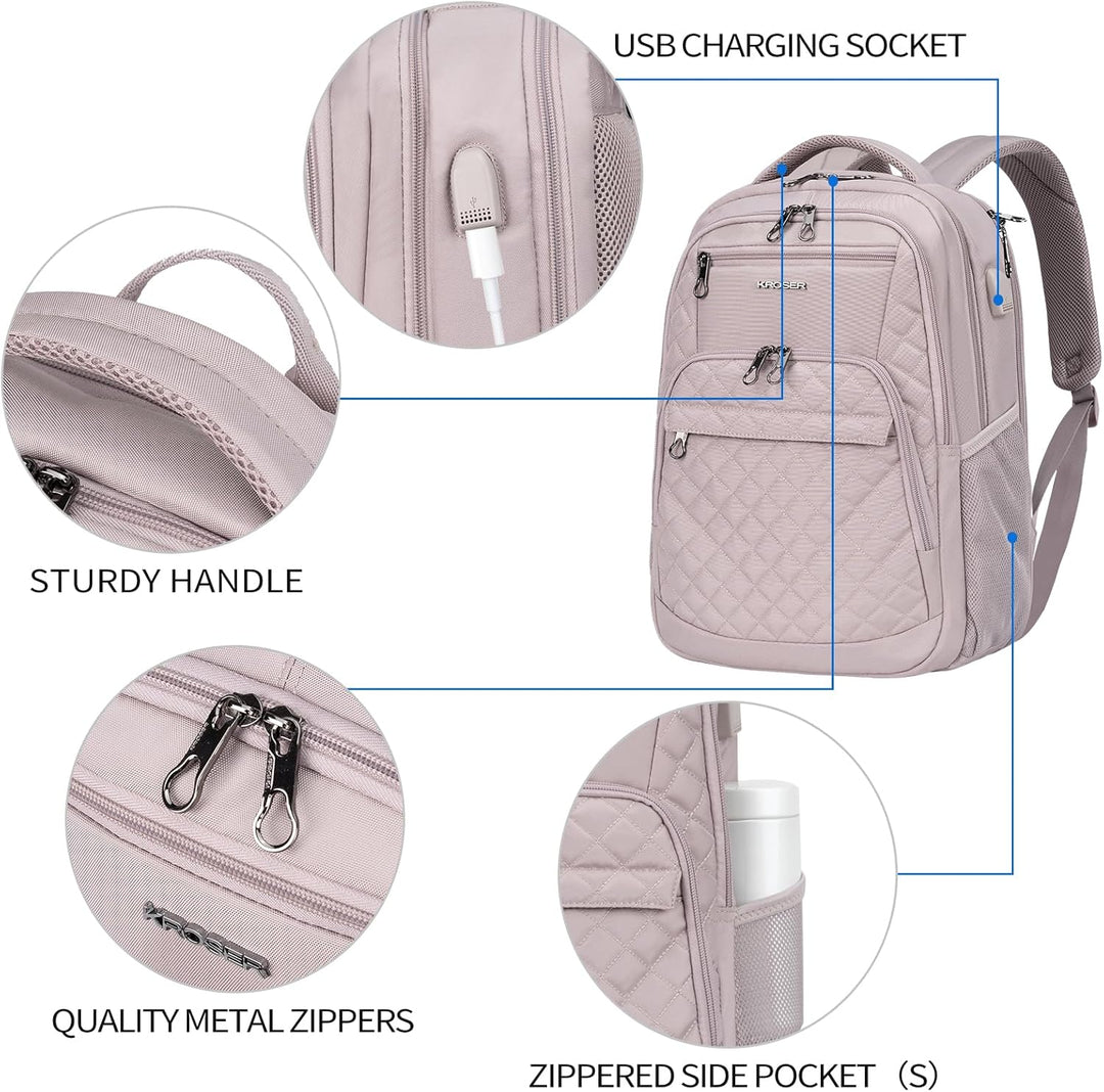KROSER Mochila de viaje para laptop, 17 pulg.