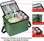 Organizador de maletero de automóvil con bolsa enfriadora extraíble, almacenamiento plegable con múltiples compartimentos para SUV, camión, comestibles, campamento, organizador de carga de nailon duradero (verde)