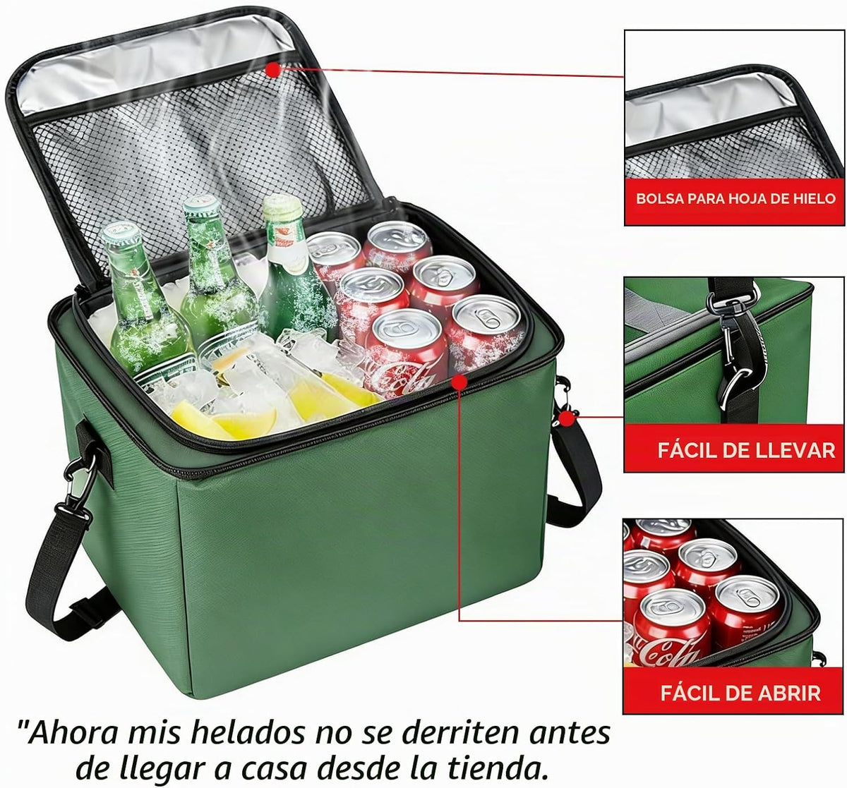 Organizador de maletero de automóvil con bolsa enfriadora extraíble, almacenamiento plegable con múltiples compartimentos para SUV, camión, comestibles, campamento, organizador de carga de nailon duradero (verde)