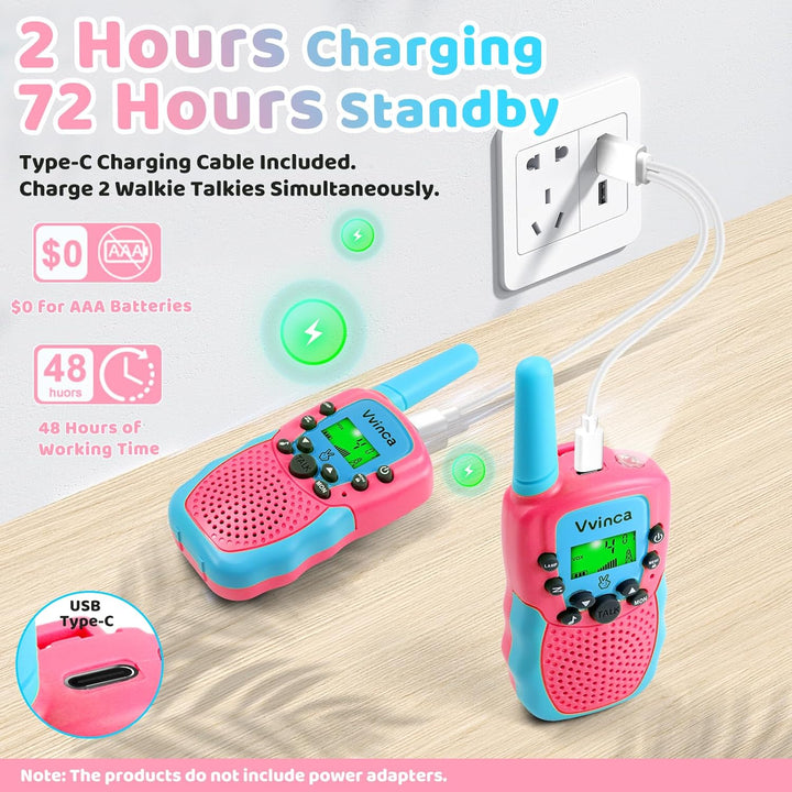 Vvinca Juguetes para niñas de 3 a 12 años, Walkie Talkies recargabl...