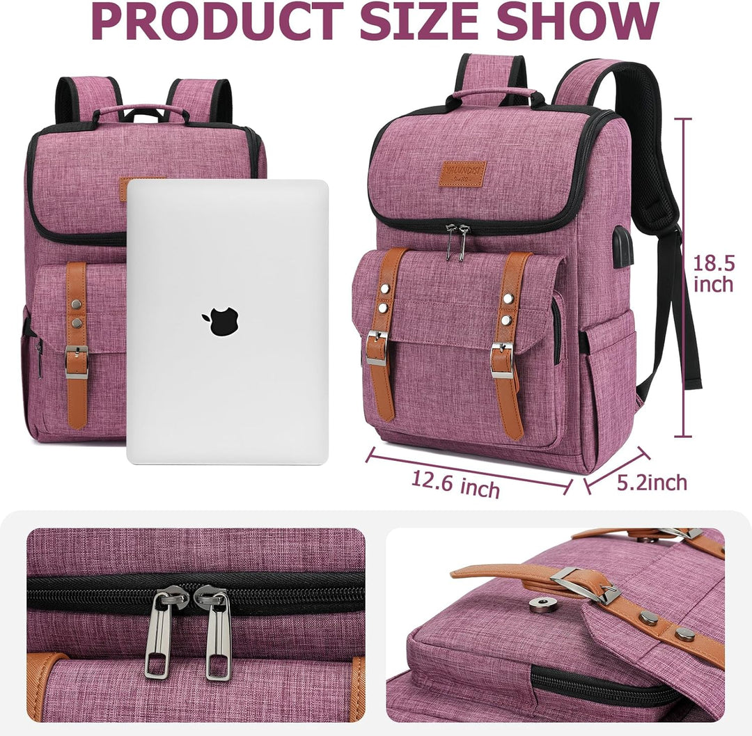 YALUNDISI Mochila Vintage de Viaje para Laptop con Puerto de Carga...