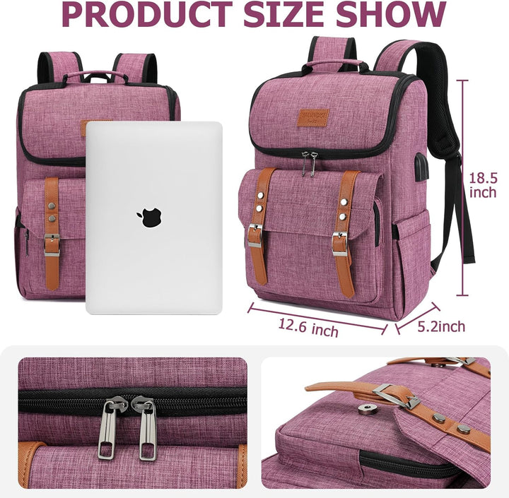 YALUNDISI Mochila Vintage de Viaje para Laptop con Puerto de Carga...