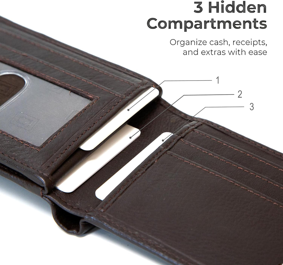 Billetera de cuero para hombre con 10 ranuras RFID de bloqueo, S