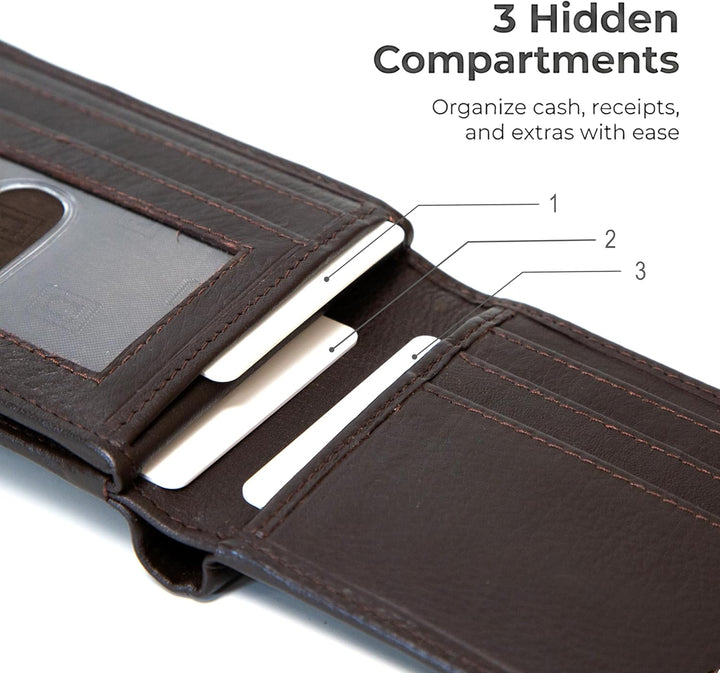 Billetera de cuero para hombre con 10 ranuras RFID de bloqueo, S