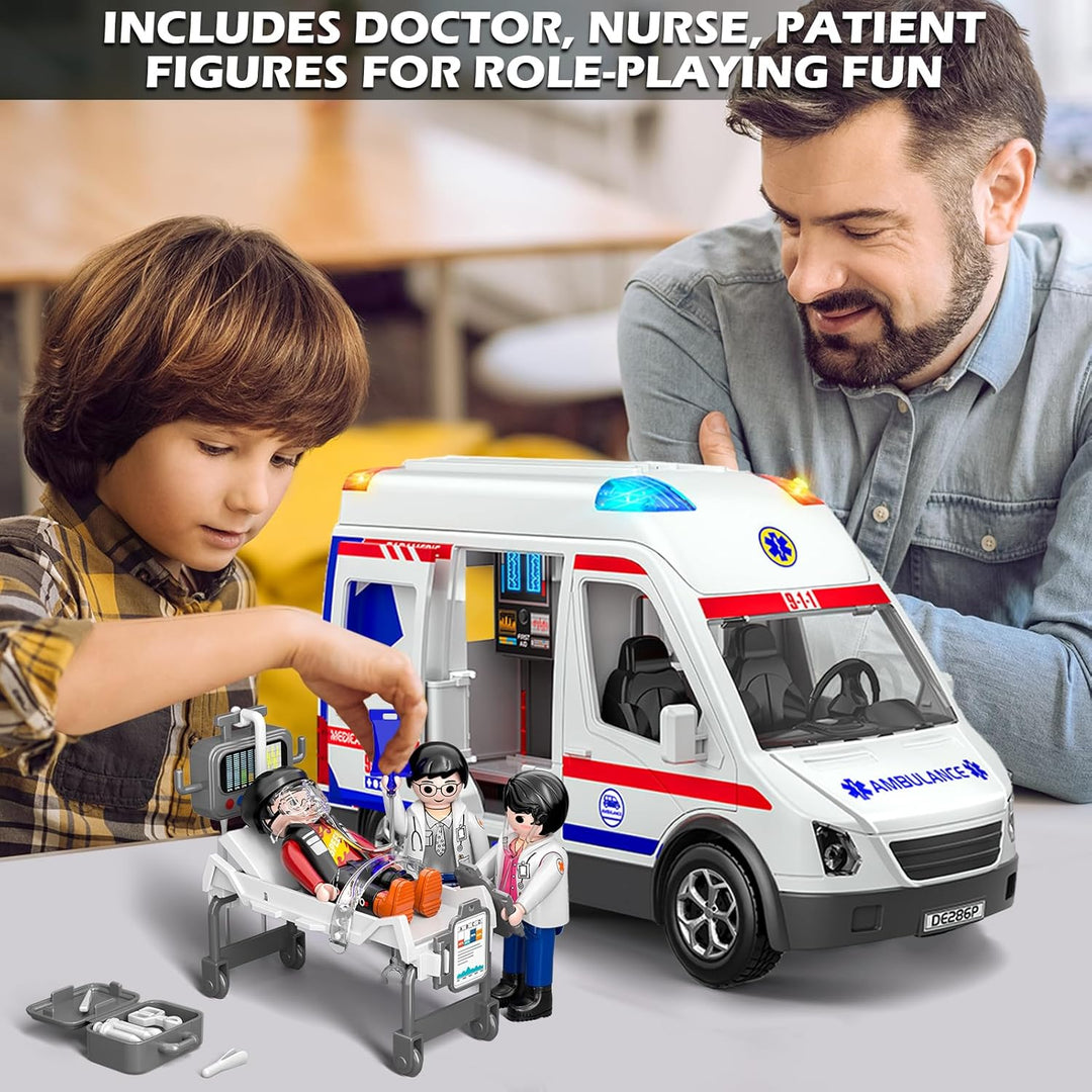 Doloowee Camión de juguete de ambulancia para niños de 3 a