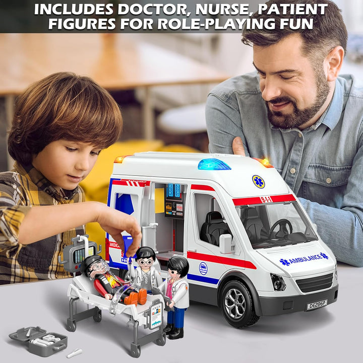 Doloowee Camión de juguete de ambulancia para niños de 3 a