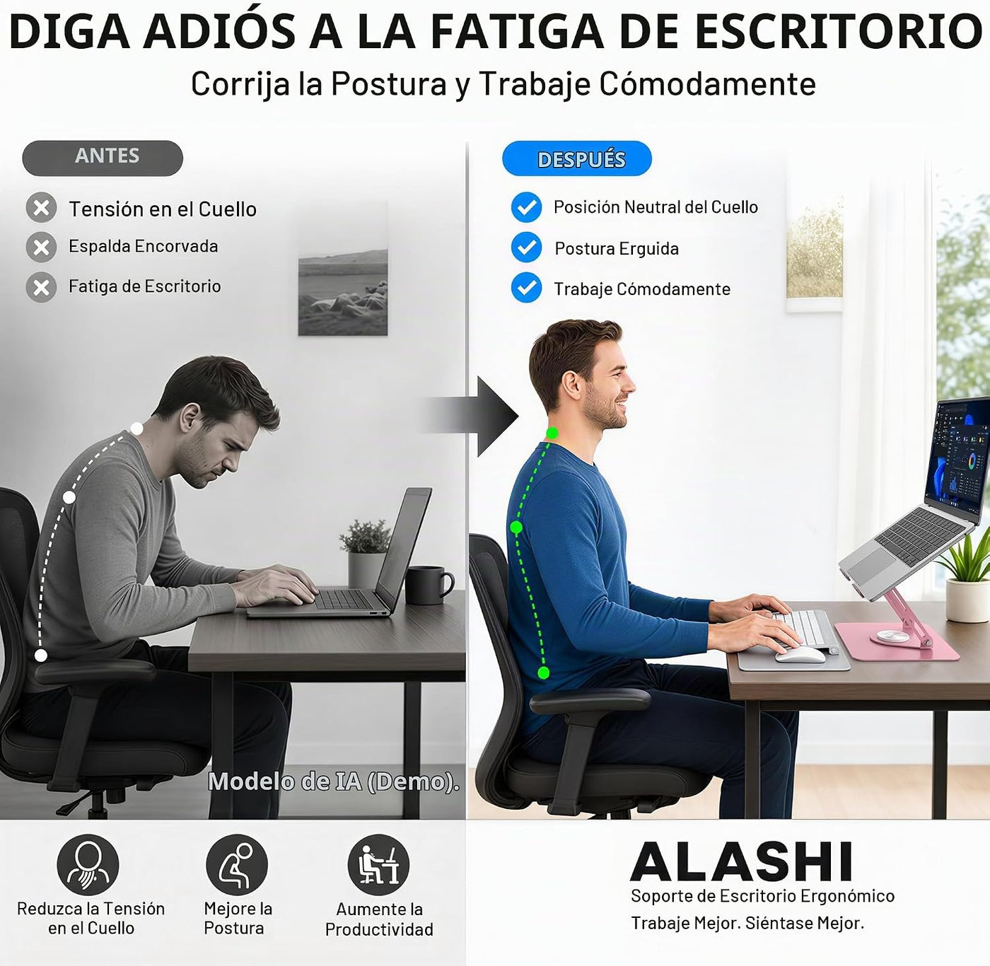 ALASHI Soporte para portátil para escritorio con base giratoria de...
