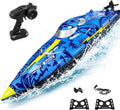Barco a control remoto de alta velocidad de 16 pulgadas para adultos y niños, barco grande de control remoto rápido de más de 40 KPH para piscinas, lagos y ríos, con luces LED, diseño