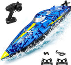 Barco a control remoto de alta velocidad de 16 pulgadas para adultos y niños, barco grande de control remoto rápido de más de 40 KPH para piscinas, lagos y ríos, con luces LED, diseño