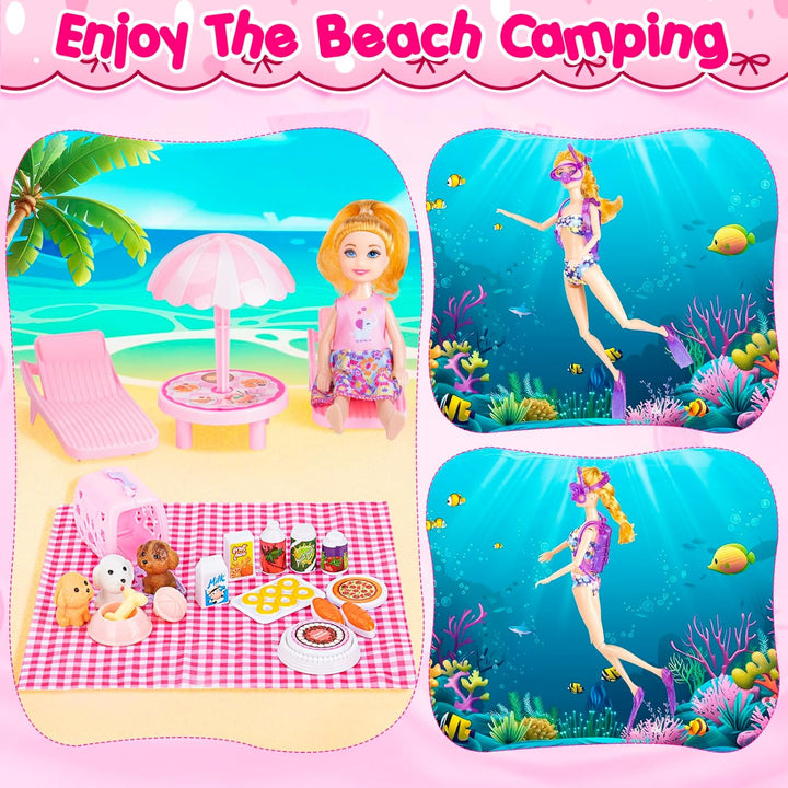 Armario de muñecas de 164 piezas con juego de ropa y accesorios par...