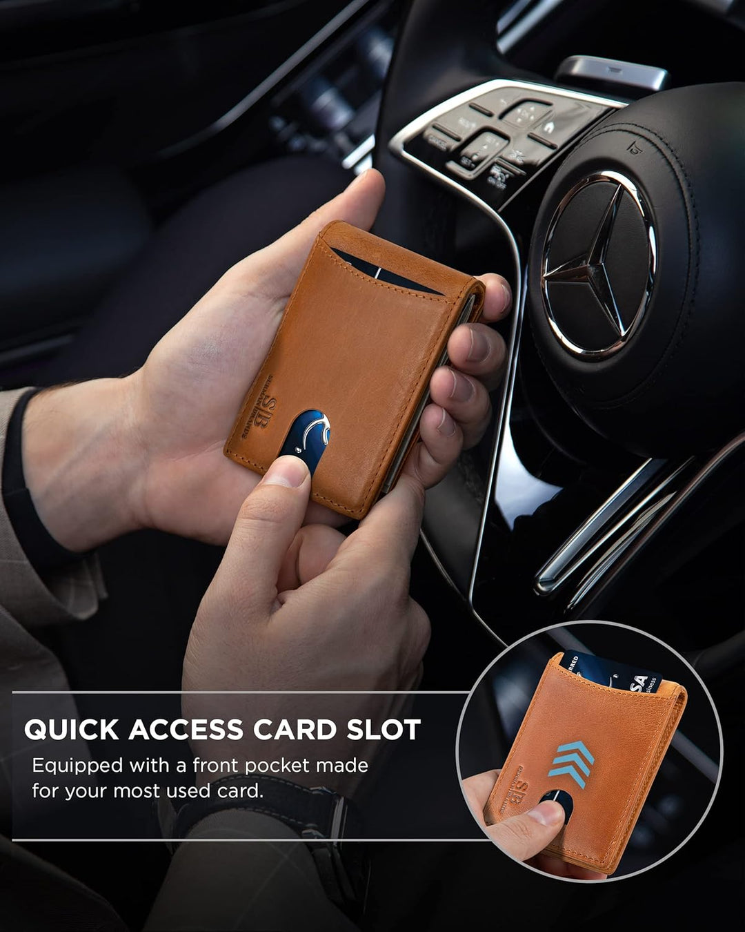 SERMAN BRANDS RFID Blocking Slim Bifold Genuine Leather Minimalist...