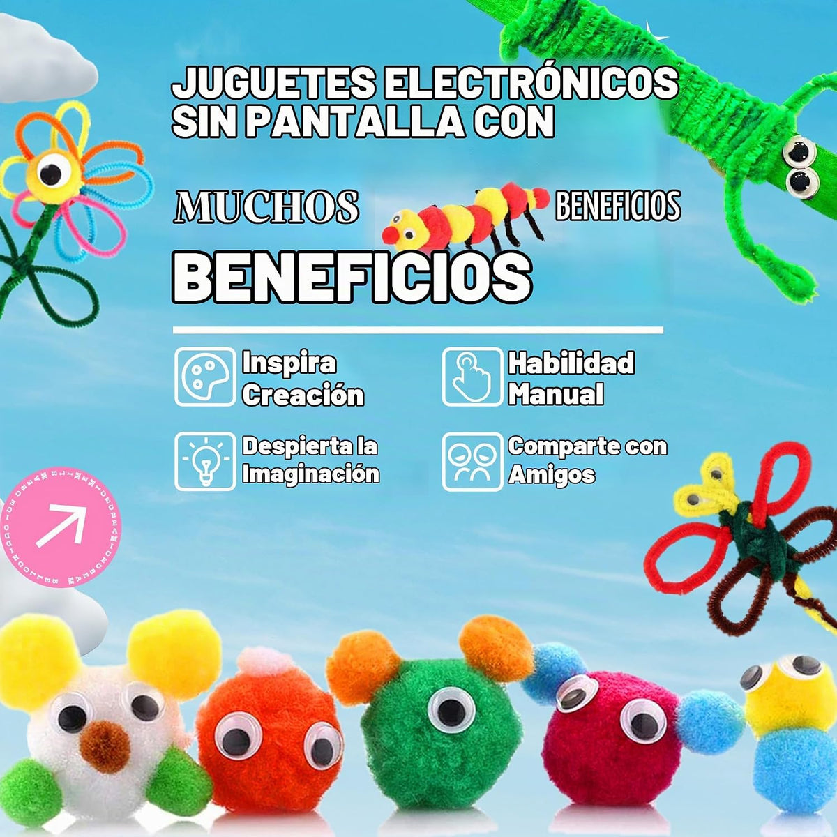 SMILESSKIDDO Suministros de manualidades para niños, más de 1400 piezas de
