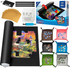 Tapete de rompecabezas enrollable de hasta 2000 piezas, tapete de fieltro antideslizante extra grande de 51 x 34 pulgadas, ahorro portátil con bolsa de almacenamiento y 6 bandejas de