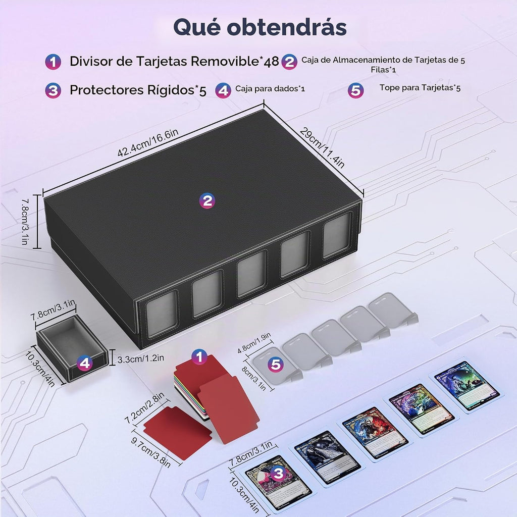 UAONO Caja de almacenamiento de tarjetas coleccionables de 5 filas con