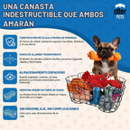 Cesta de juguetes de metal para perros con forma de hueso, cubo