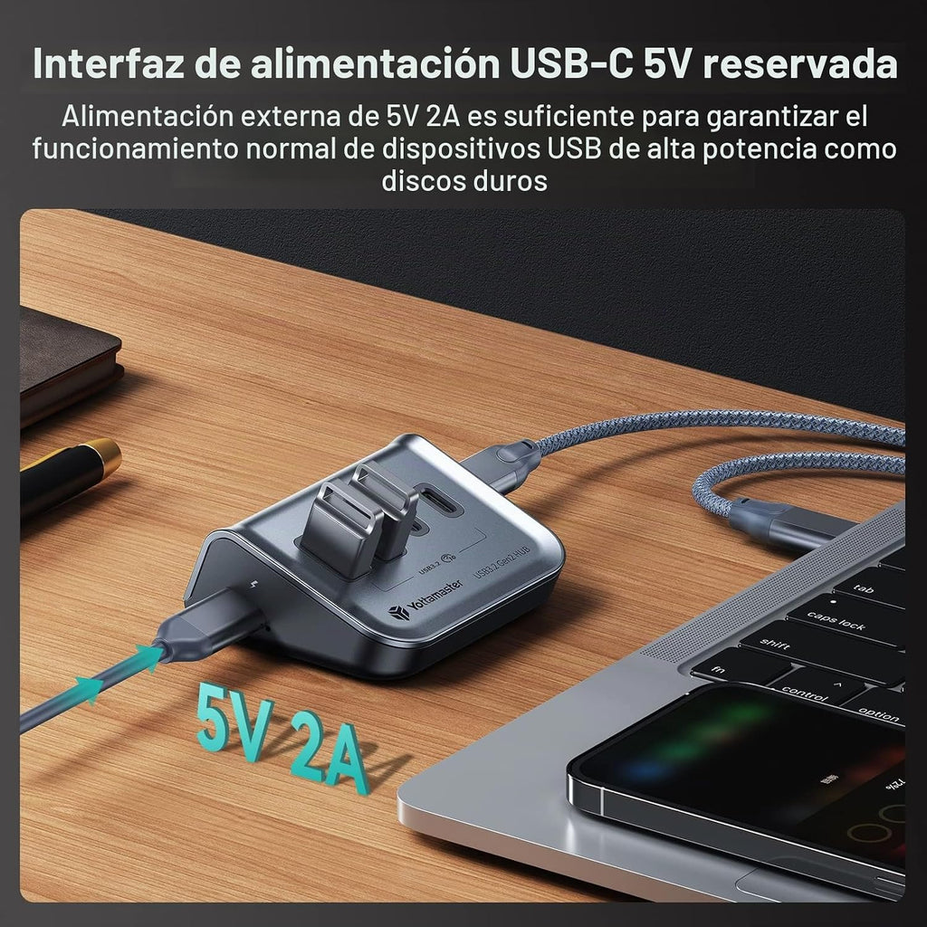 Yottamaster - Hub USB C 4 en 1, divisor de escritorio USB 3.2 Gen 2 de 10