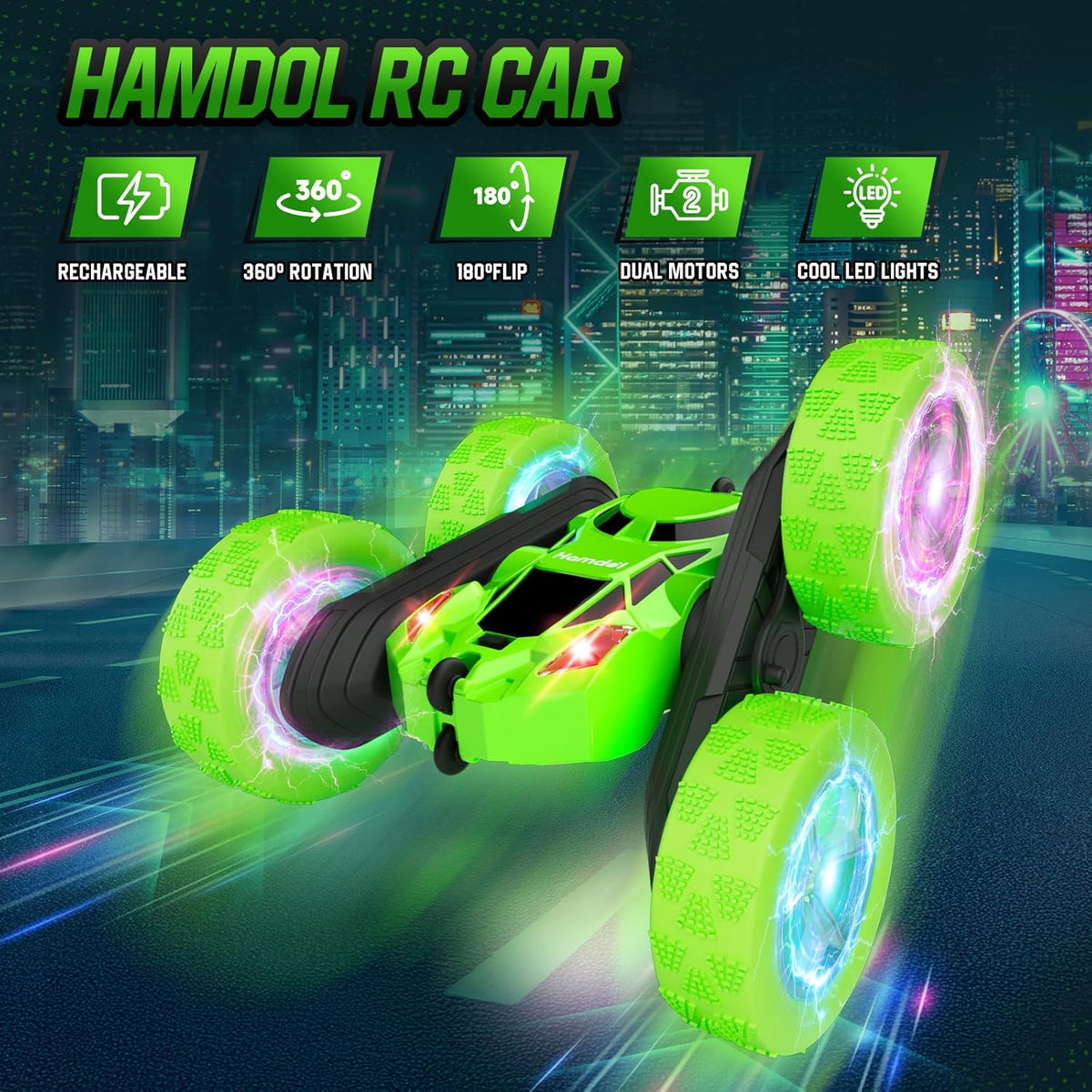 Hamdol Coche de acrobacias a control remoto para niños, juguete RC...