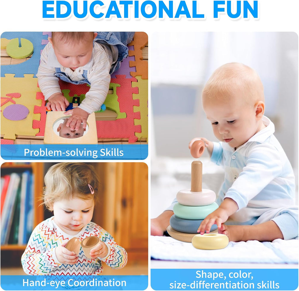 WOODMAM Montessori Toys para Babies 7-12 Months, 9 en 1 Educational Play Kit