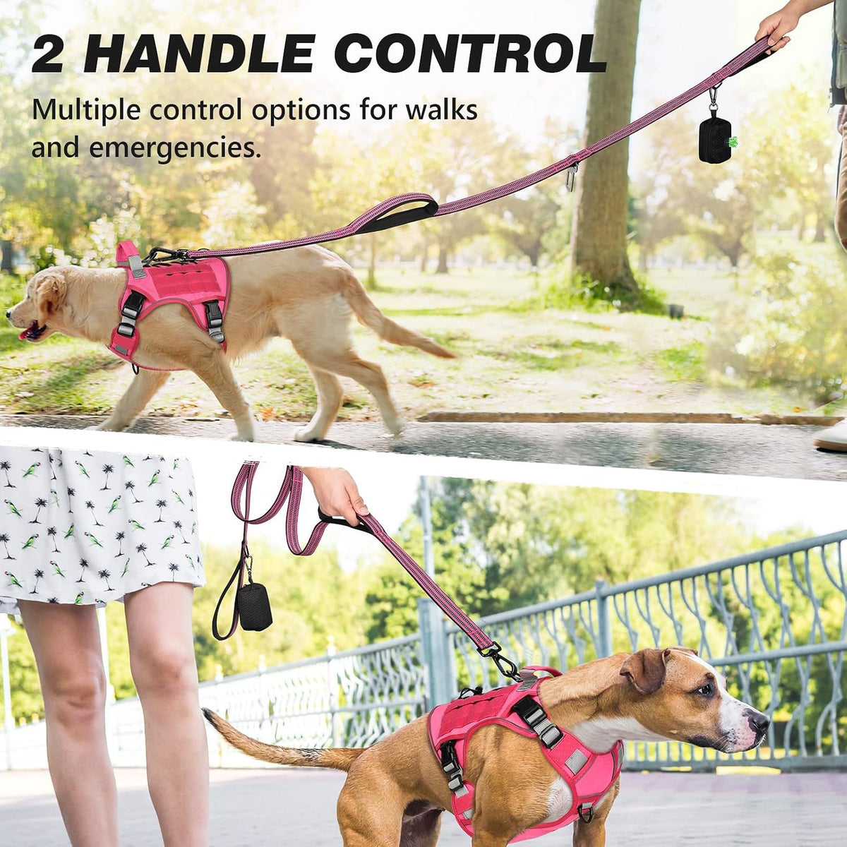 Correa para perro y arnés táctico para perro, juego reflectante resistente para entrenamiento de caminar
