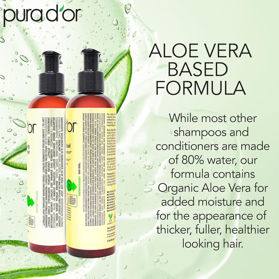 PURA D'OR Champú y acondicionador de biotina antiadelgazante, a...