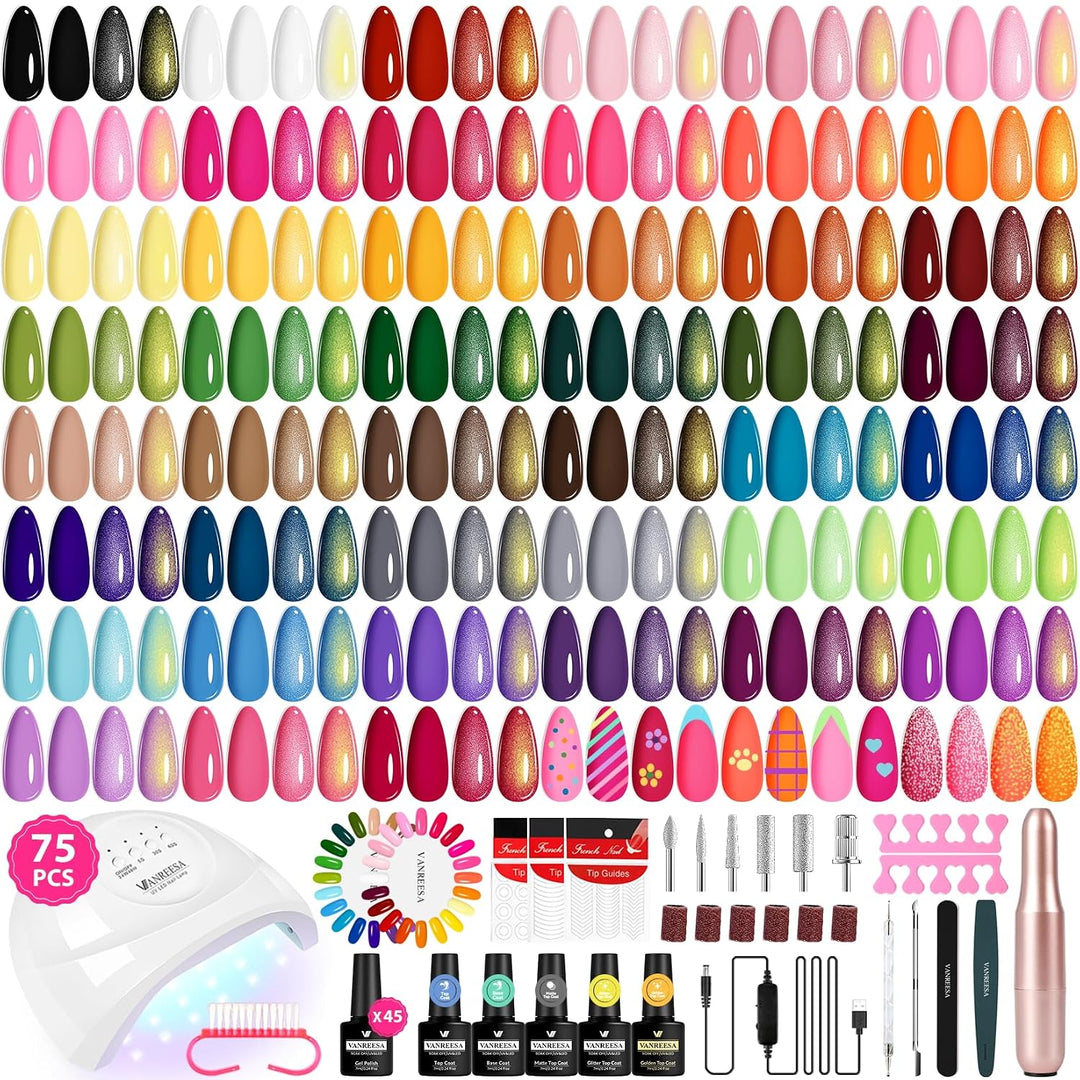 VANREESA Kit de esmalte de uñas en gel con luz UV y kit de lima de...