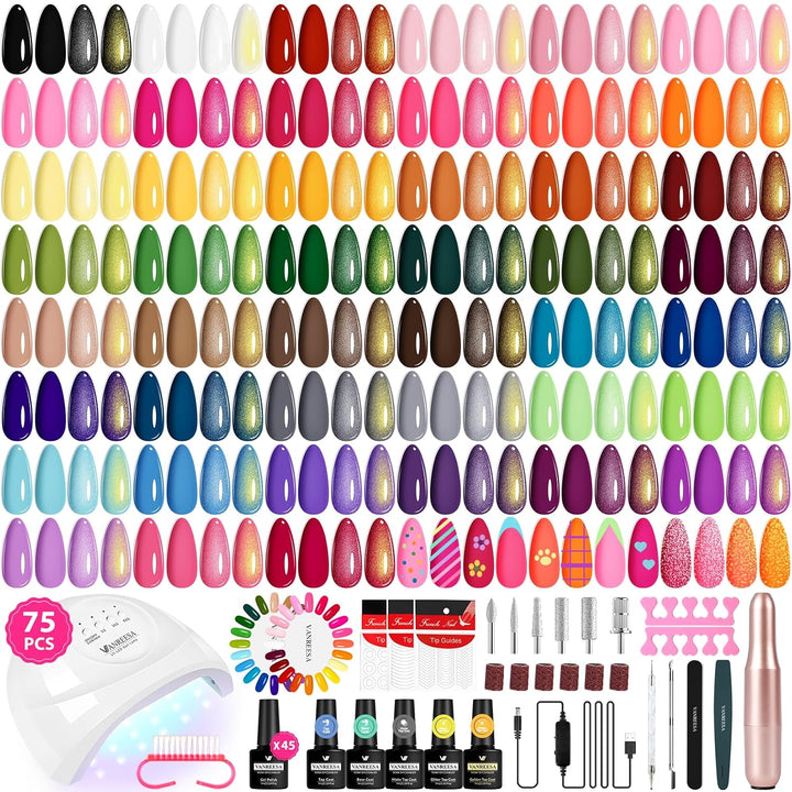 VANREESA Kit de esmalte de uñas en gel con luz UV y kit de lima de...
