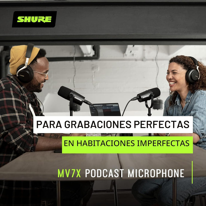 Shure MV7X - Micrófono dinámico XLR cardioide con aislamiento de vo...