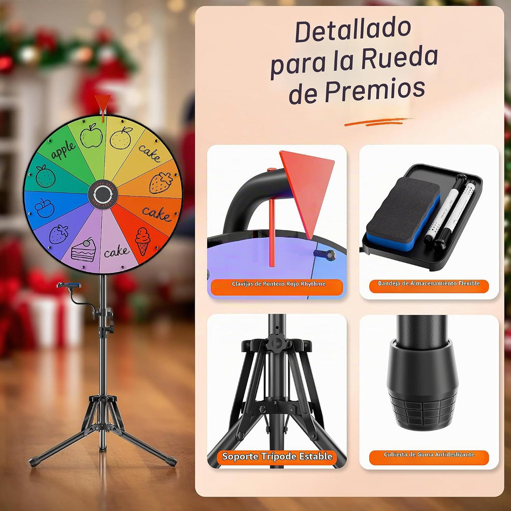 Rueda de premios de 24 pulgadas, Rueda giratoria para premios con soporte trípode