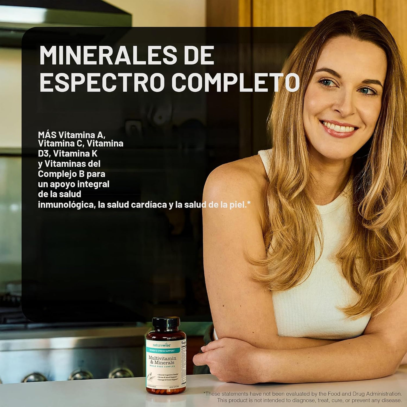 NatureWise Multivitamínico para mujeres + apoyo al estrés con alime...