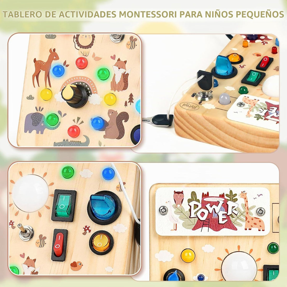 Joyreal - Tabla de madera para niños, juguetes Montessori para niños de 1