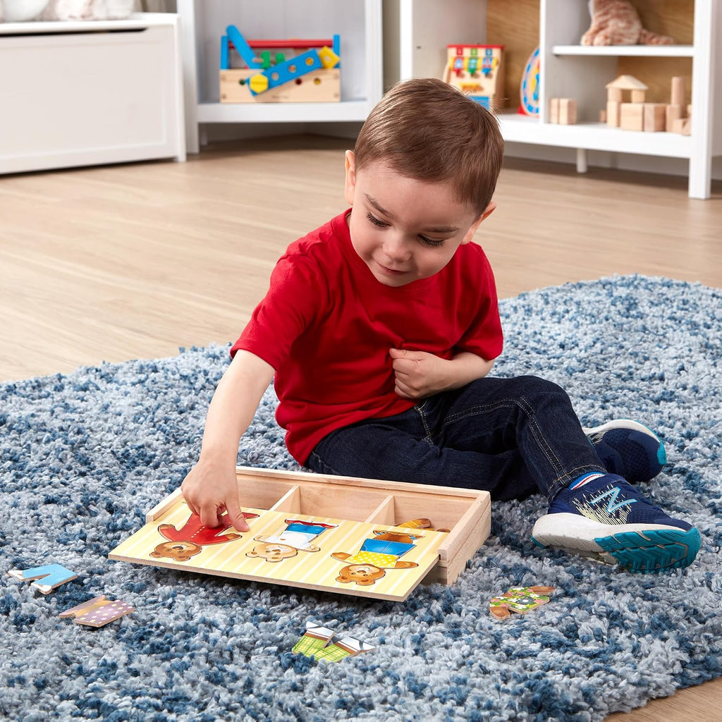 melissa & doug rompecabezas de combinar ropa de madera familia de osos, Versión estándar, Multicolor