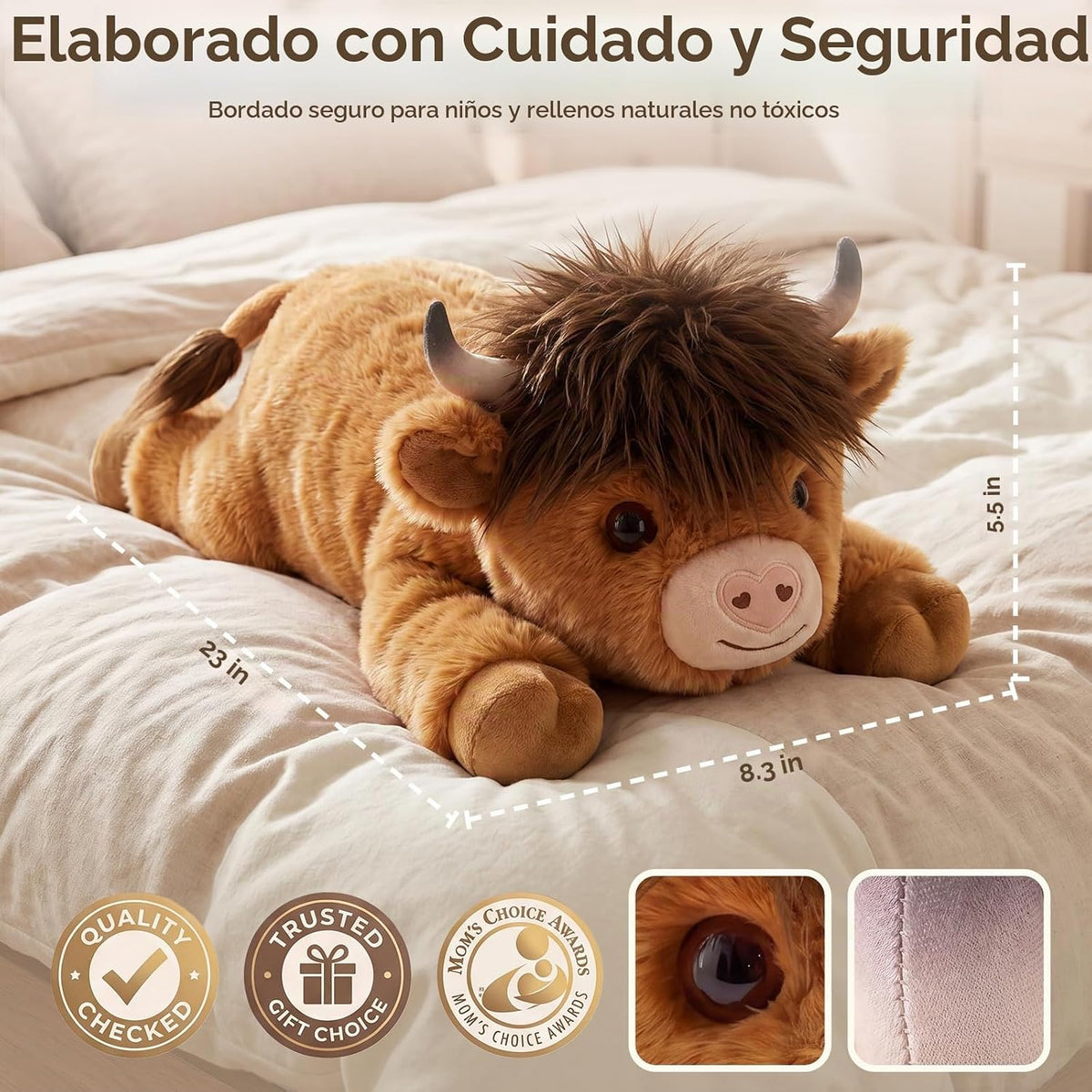 Mewaii Animales de peluche con peso, vacas peludas de las tierras altas