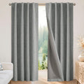 Joydeco - Cortinas 100 % opacas para dormitorio, cortinas de lino natural, cortinas de bloqueo de luz con aislamiento térmico, bolsillo para barra y pestaña trasera, oscurecimiento de privacidad
